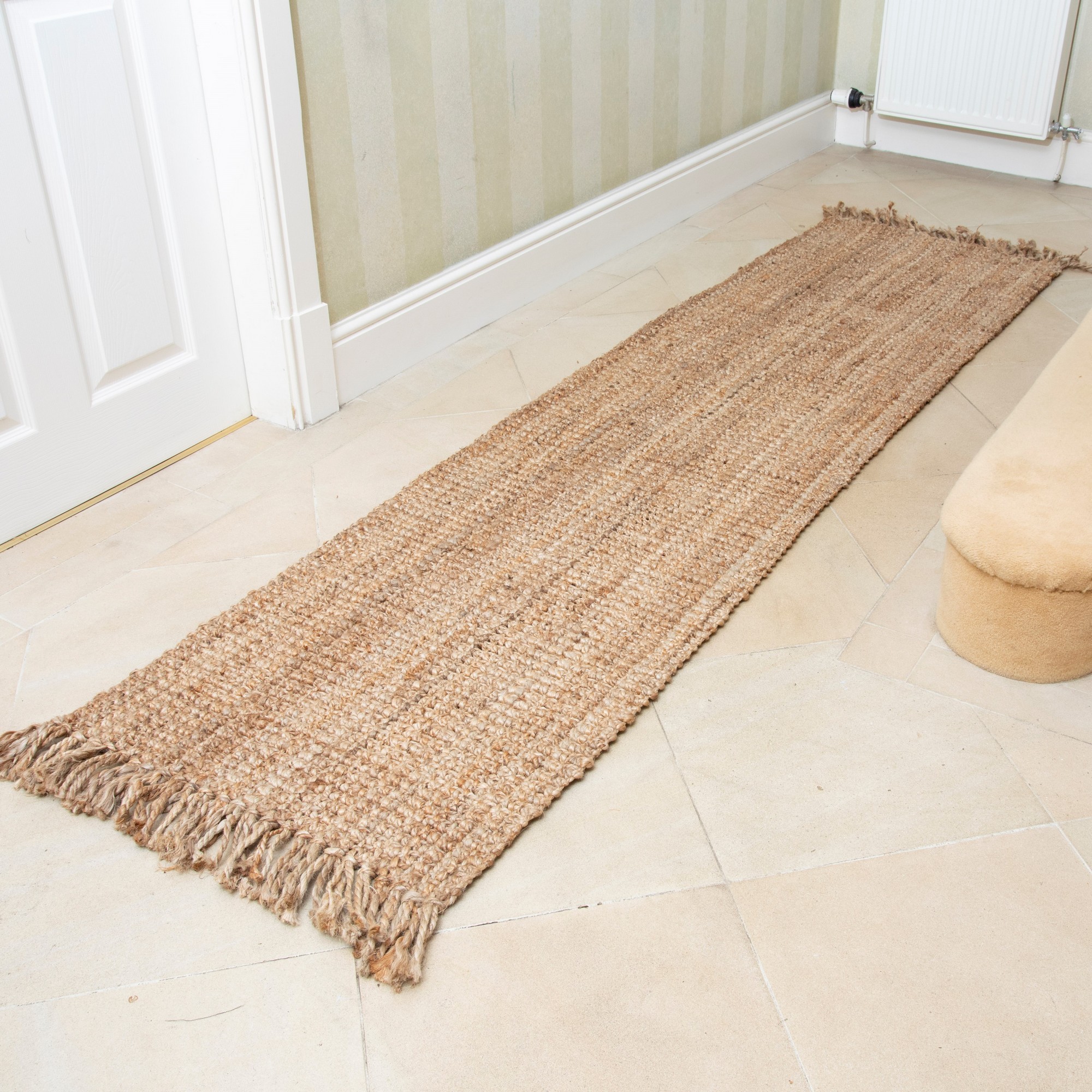 Whitefield Jute Boucle Tassel Runner Rug In Natural